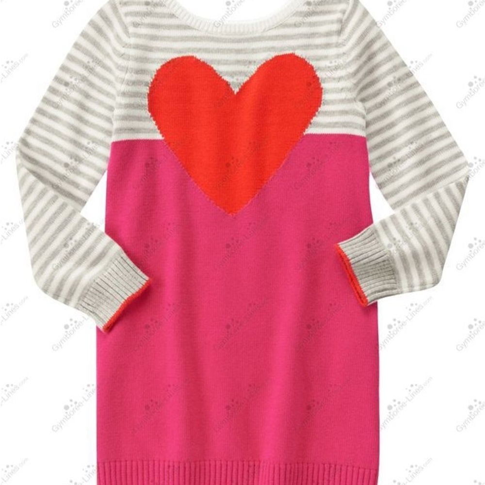 Gymboree Pink, Orange and Gray Heart Sweater Dress